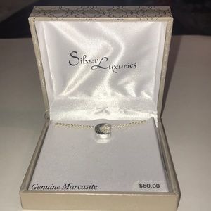 Silver Luxuries Crescent Moon and Heart Necklace